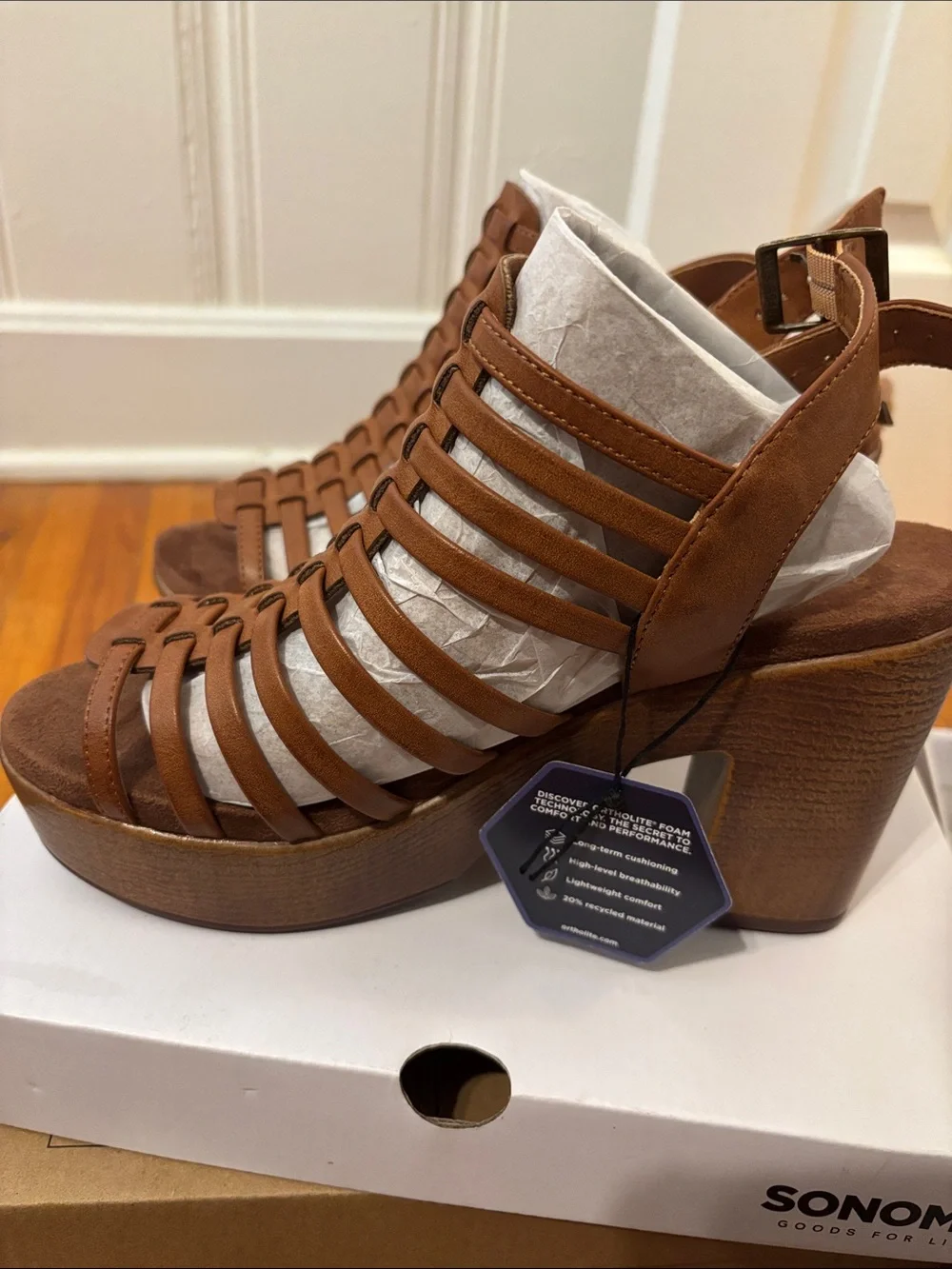 Sonoma Brown Multi-Strap Platform Sandal with Block Heel